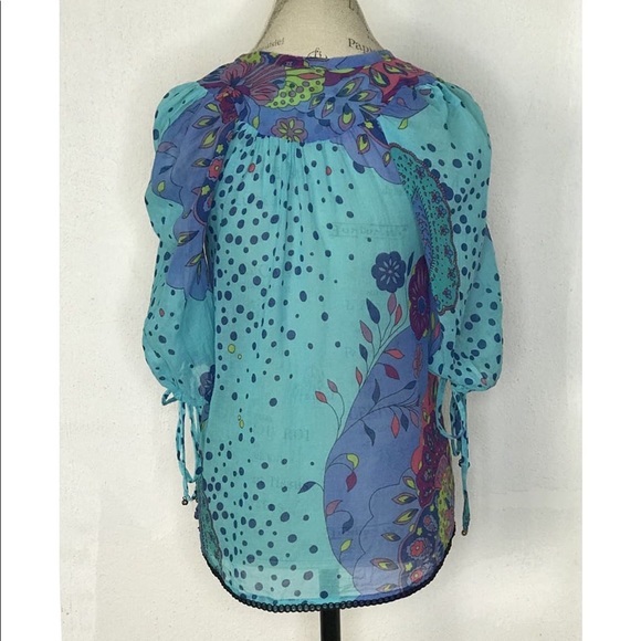 Natalie Anne Floral Watercolor Blouse Size XS - Picture 6 of 12